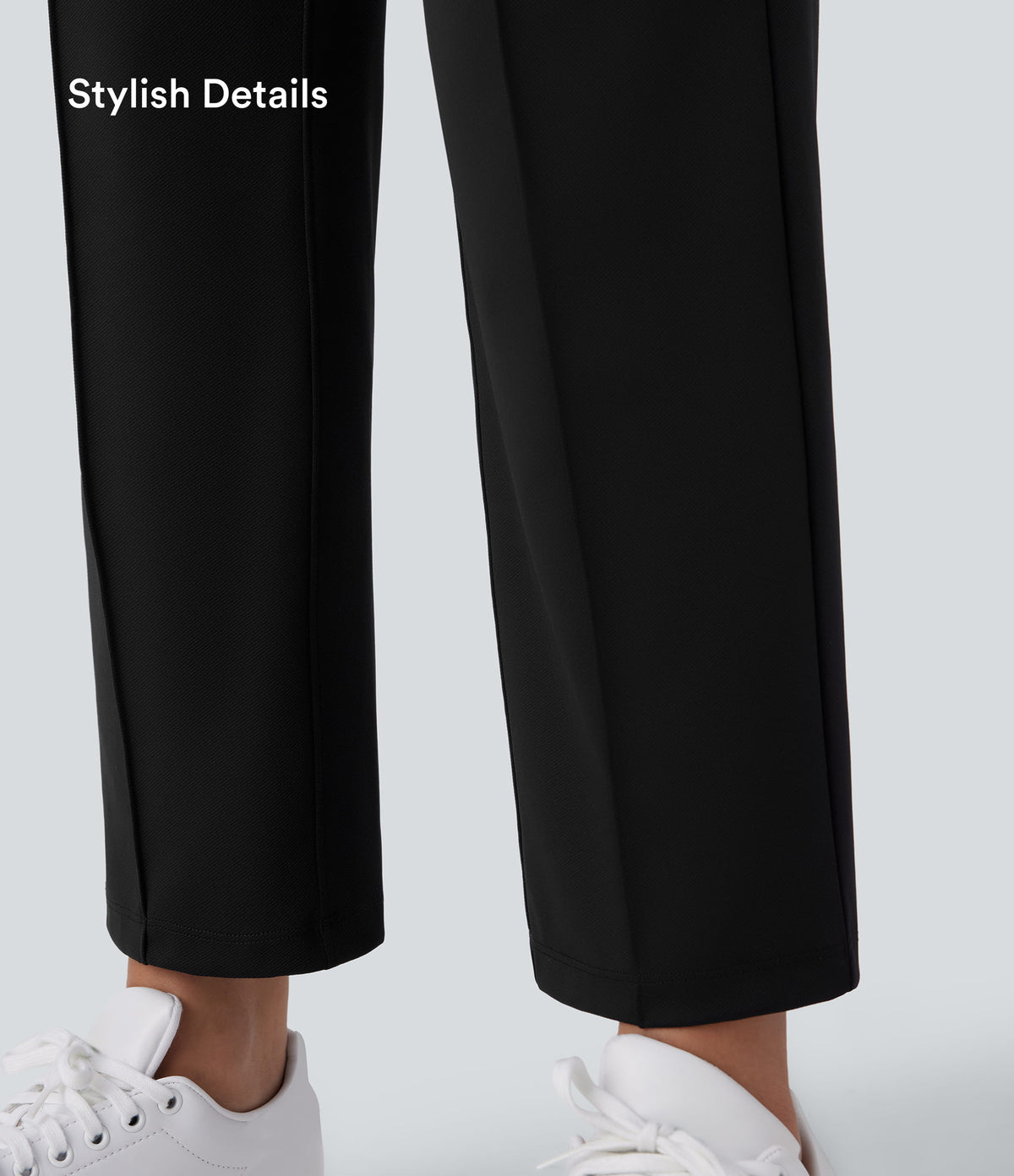 Mid High Waisted Pockets Quick Dry Golf Trousers-Golf Tee-UPF40+ — Black — view 5