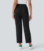 Mid High Waisted Pockets Quick Dry Golf Trousers-Golf Tee-UPF40+ — Black — view 2
