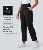 Mid High Waisted Pockets Quick Dry Golf Trousers-Golf Tee-UPF40+ — Black — view 1