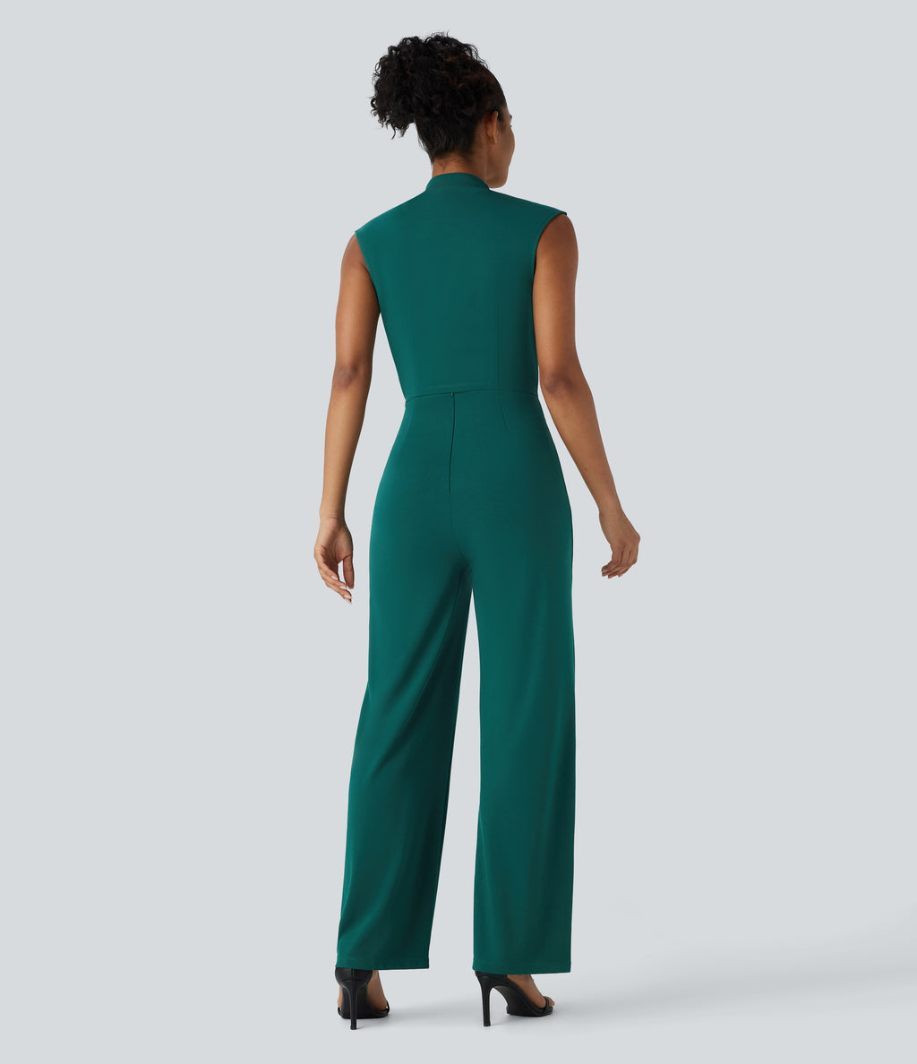 Sleeveless Belted Pocket Work Jumpsuit-Edition — Bayberry — view 7