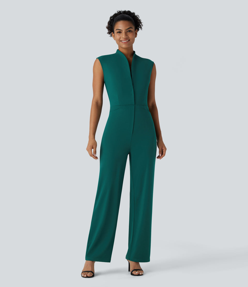 Sleeveless Belted Pocket Work Jumpsuit-Edition — Bayberry — view 6