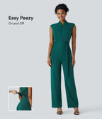 Sleeveless Belted Pocket Work Jumpsuit-Edition — Bayberry — view 1