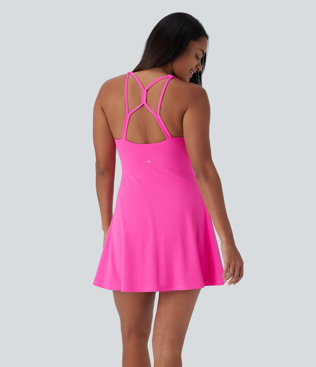 2-in-1 Pocket Mini Yoga Active Dress-Edition — Fedora Red Purple — view 2