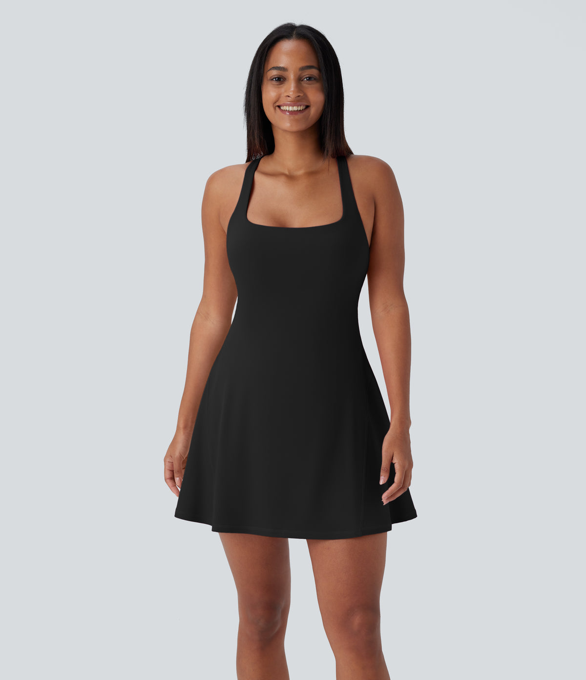 2-in-1 Pocket Mini Yoga Active Dress-Edition — Black — view 9