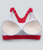 SpeedWave Medium Support Molded Cups Perforated Adjustable Hook Quick Dry Workout Sports Bra A-D Cups — Poinsettia — view 8
