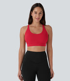 SpeedWave Medium Support Molded Cups Perforated Adjustable Hook Quick Dry Workout Sports Bra A-D Cups — Poinsettia — view 3