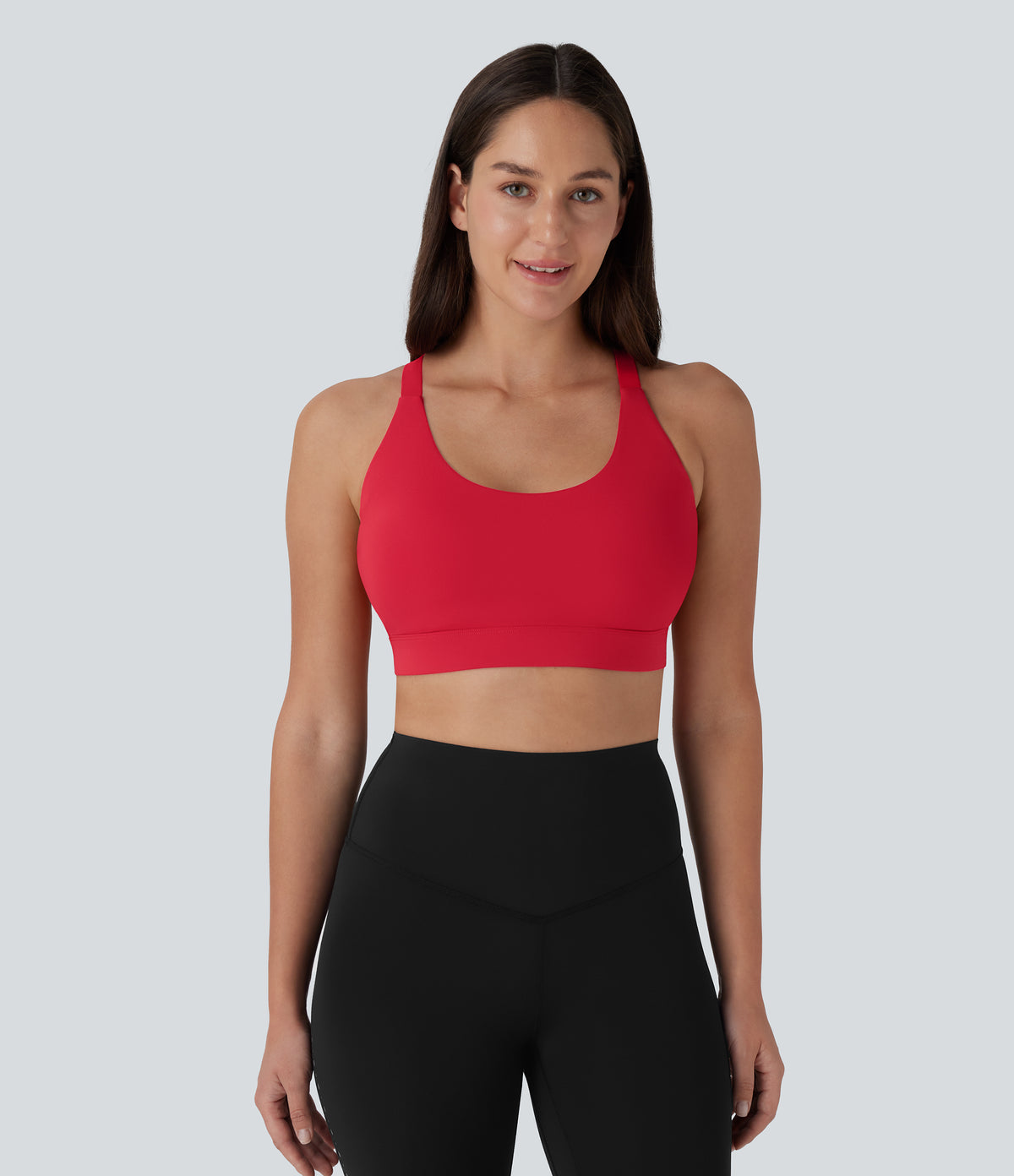 SpeedWave Medium Support Molded Cups Perforated Adjustable Hook Quick Dry Workout Sports Bra A-D Cups — Poinsettia — view 3