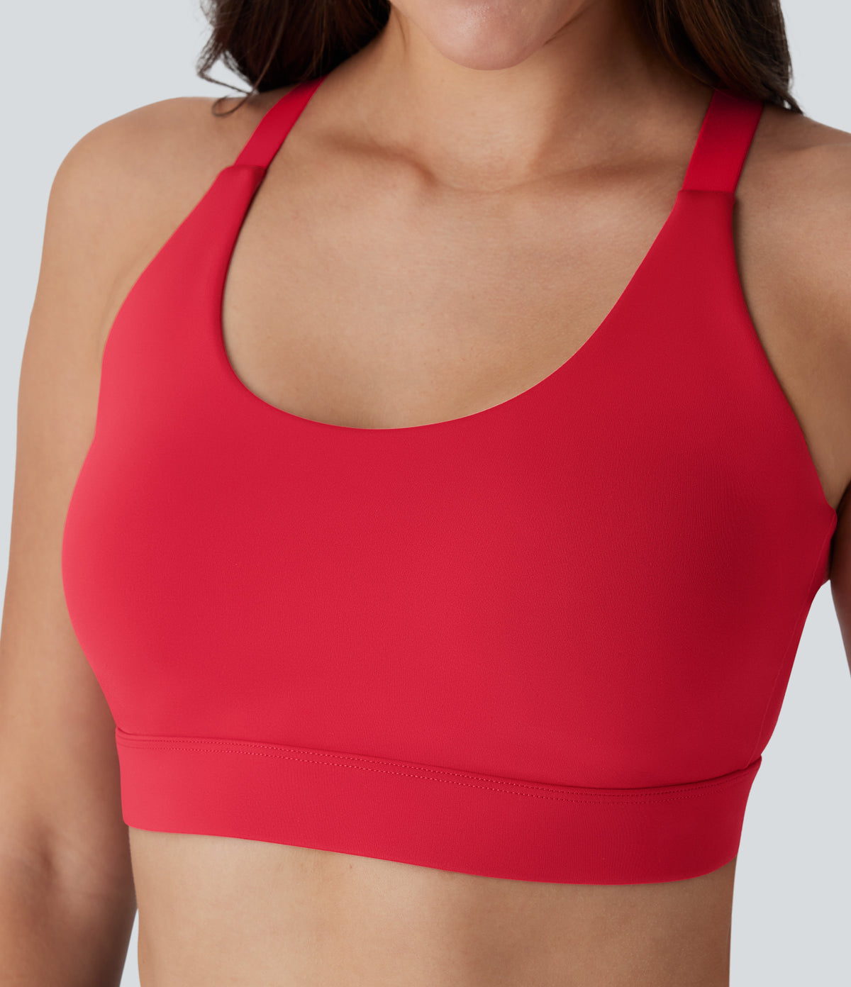 SpeedWave Medium Support Molded Cups Perforated Adjustable Hook Quick Dry Workout Sports Bra A-D Cups — Poinsettia — view 6