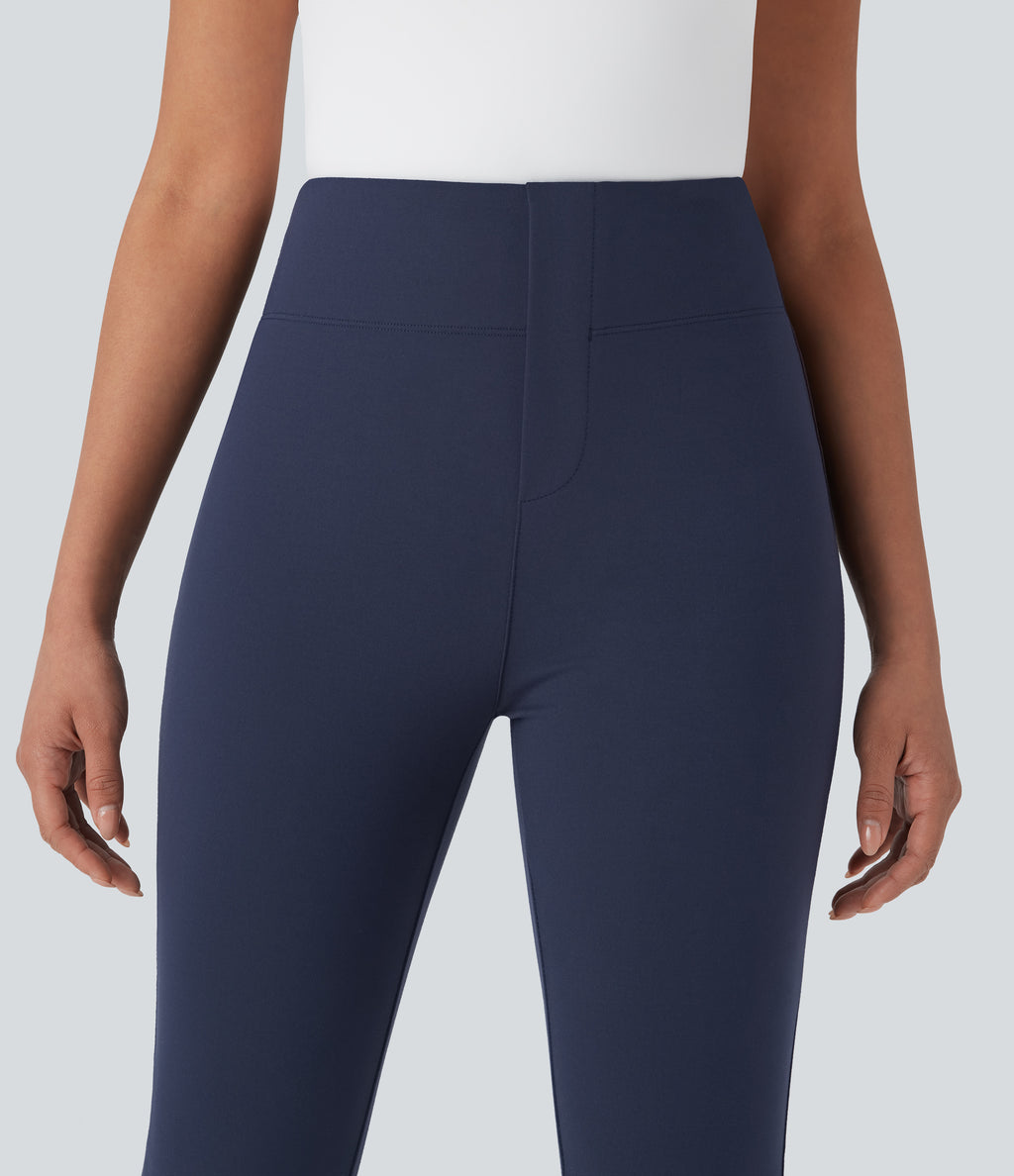 High Waisted Pocket Tapered Cropped Work Trousers — Dress Blues — view 4