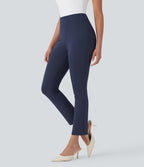 High Waisted Pocket Tapered Cropped Work Trousers — Dress Blues — view 3