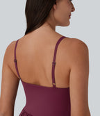 Pleated Adjustable Buckle 2-in-1 Side Pocket Micro Mini Quick Dry Casual Slip Dress — Amaranth — view 5