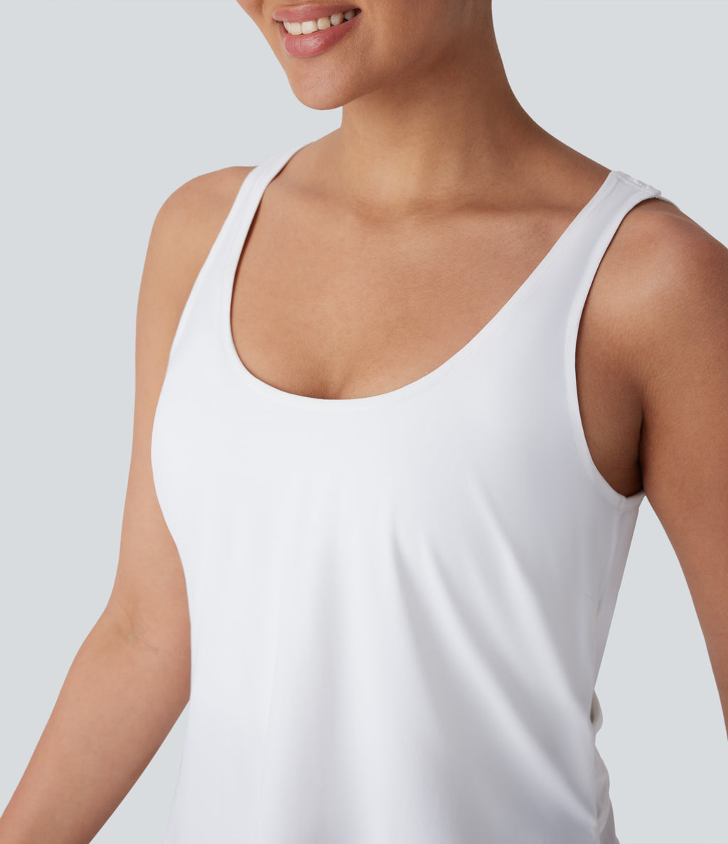 Backless Contrast Mesh Curved Hem Quick Dry Running Tank Vest Top — White — view 5