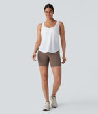 Backless Contrast Mesh Curved Hem Quick Dry Running Tank Vest Top — White — view 6