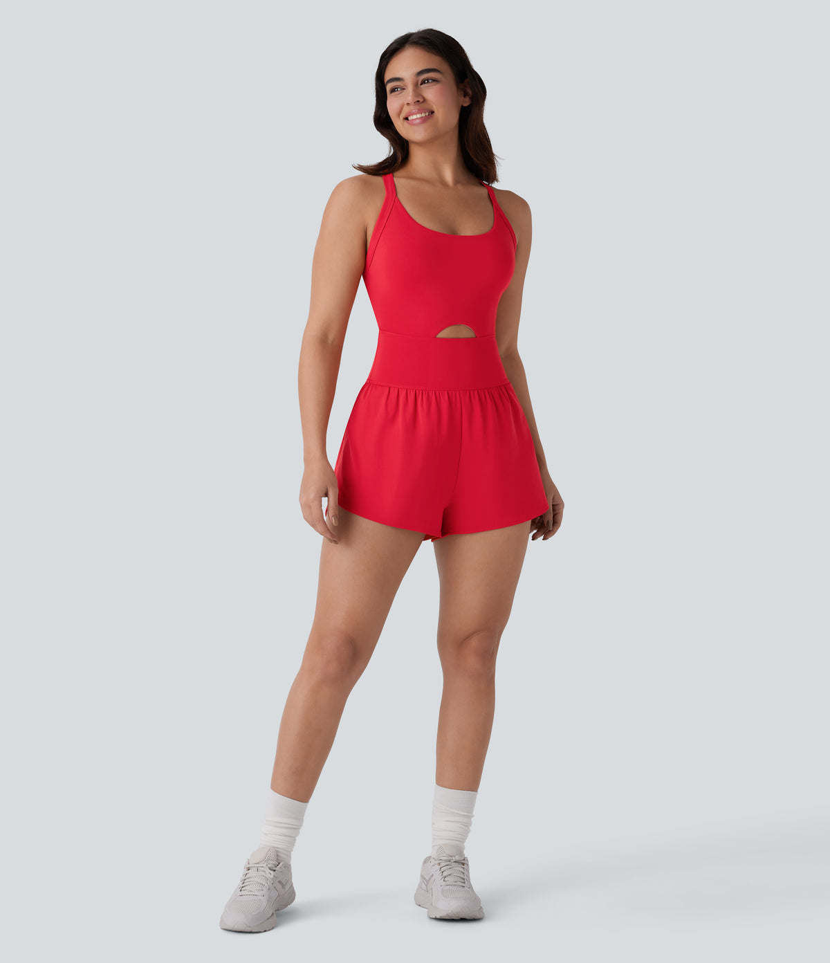 QuickDry Tummy Control 2-in-1 Pocket Yoga Jumpsuit — Valiant Poppy — view 8