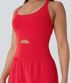 QuickDry Tummy Control 2-in-1 Pocket Yoga Jumpsuit — Valiant Poppy — view 6