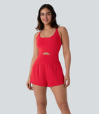 QuickDry Tummy Control 2-in-1 Pocket Yoga Jumpsuit — Valiant Poppy — view 2