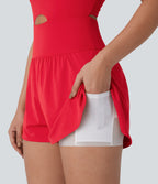 QuickDry Tummy Control 2-in-1 Pocket Yoga Jumpsuit — Valiant Poppy — view 7