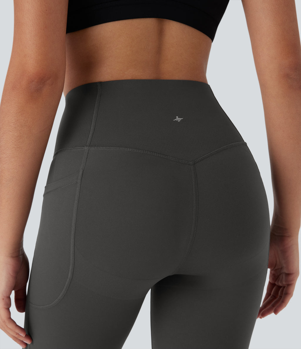 High Waisted Butt Lifting Tummy Control Pocket Shaping Training Biker Shorts 7'' — Volcanic Ash — view 7
