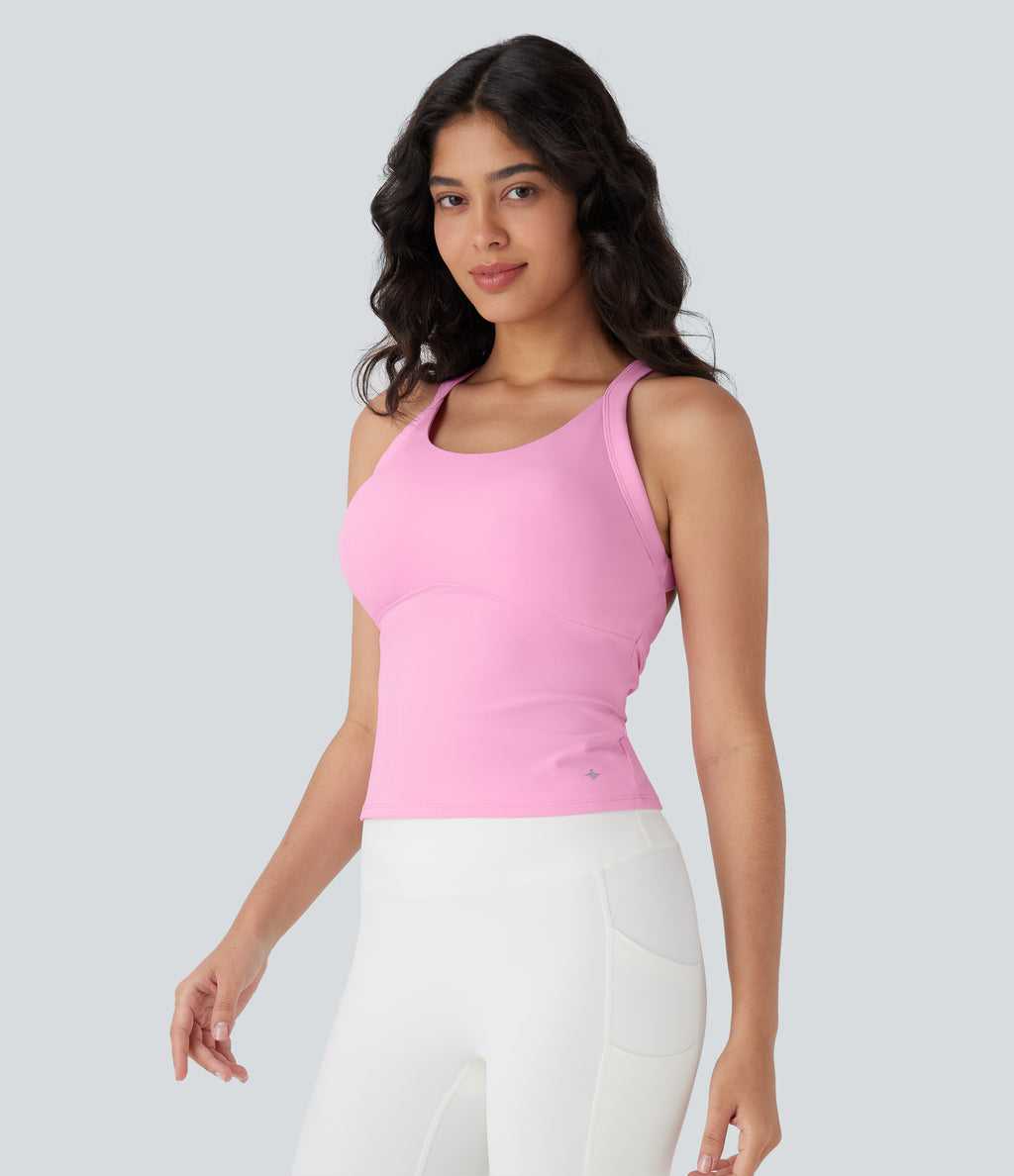 Plush Cut Out Yoga Tank Vest Top DD-F Cups — Nosegay — view 3