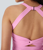 Plush Cut Out Yoga Tank Vest Top DD-F Cups — Nosegay — view 5