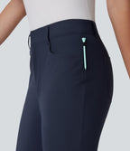 Mid Rise Multiple Pockets Capri Tapered Quick Dry Golf Trousers-Golf Tee Pocket-UPF40+ — Dark Blue — view 4