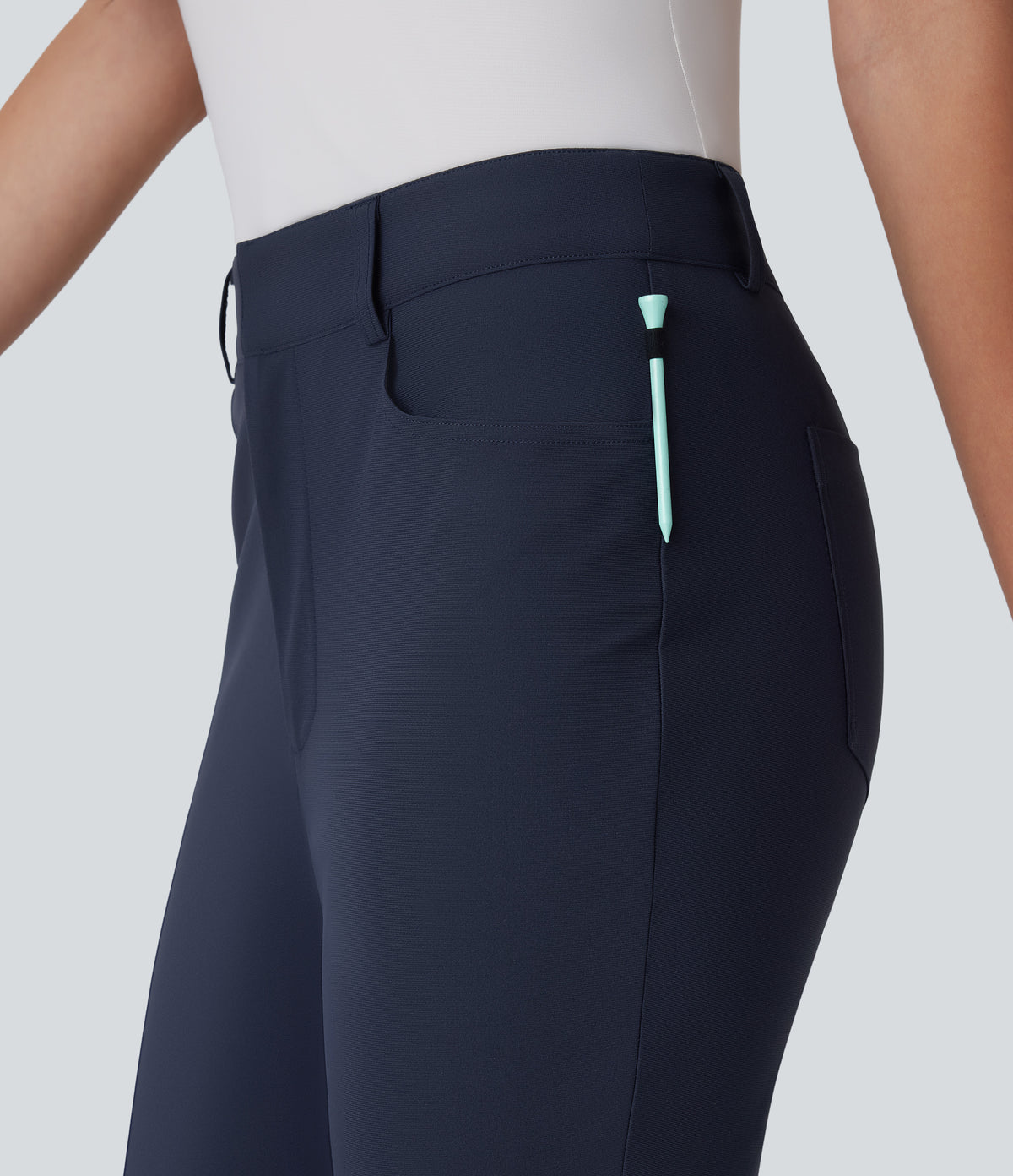 Mid Rise Multiple Pockets Capri Tapered Quick Dry Golf Trousers-Golf Tee Pocket-UPF40+ — Dark Blue — view 4