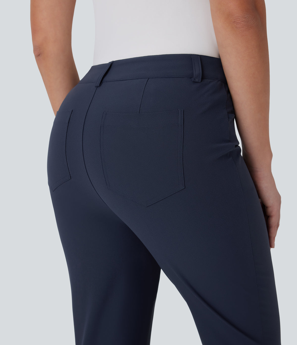 Mid Rise Multiple Pockets Capri Tapered Quick Dry Golf Trousers-Golf Tee Pocket-UPF40+ — Dark Blue — view 5