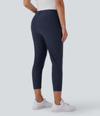 Mid Rise Multiple Pockets Capri Tapered Quick Dry Golf Trousers-Golf Tee Pocket-UPF40+ — Dark Blue — view 2