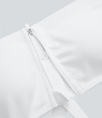 SpeedWave Medium Support Molded Cups Adjustable Strap Zipper Perforated Quick Dry Running Sports Bra — White — view 7