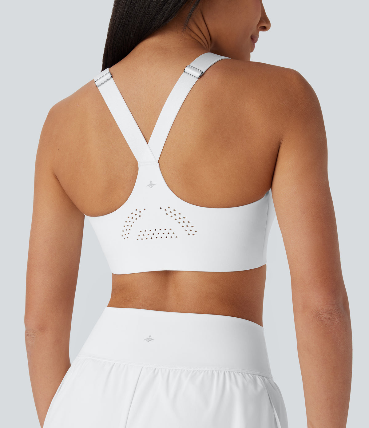 SpeedWave Medium Support Molded Cups Adjustable Strap Zipper Perforated Quick Dry Running Sports Bra — White — view 1
