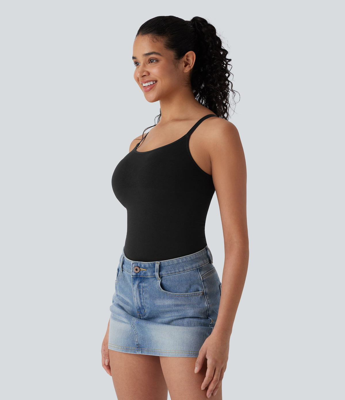 OneForm Seamless Flow Lounge Shapewear Cami Top — Black — view 3
