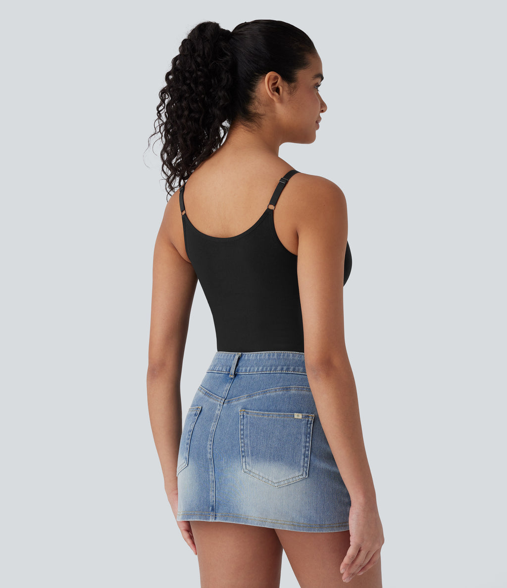 OneForm Seamless Flow Lounge Shapewear Cami Top — Black — view 2
