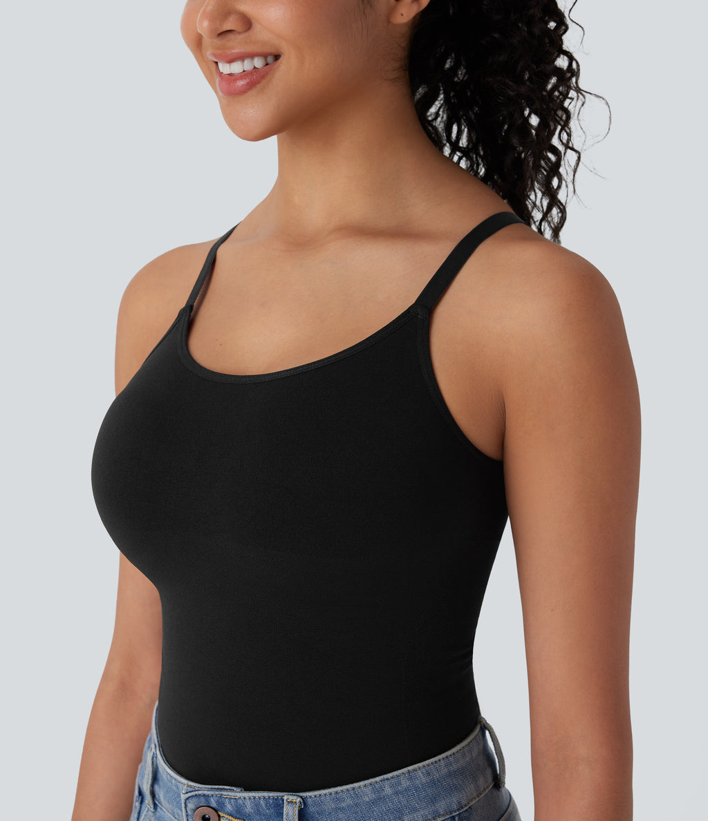 OneForm Seamless Flow Lounge Shapewear Cami Top — Black — view 5