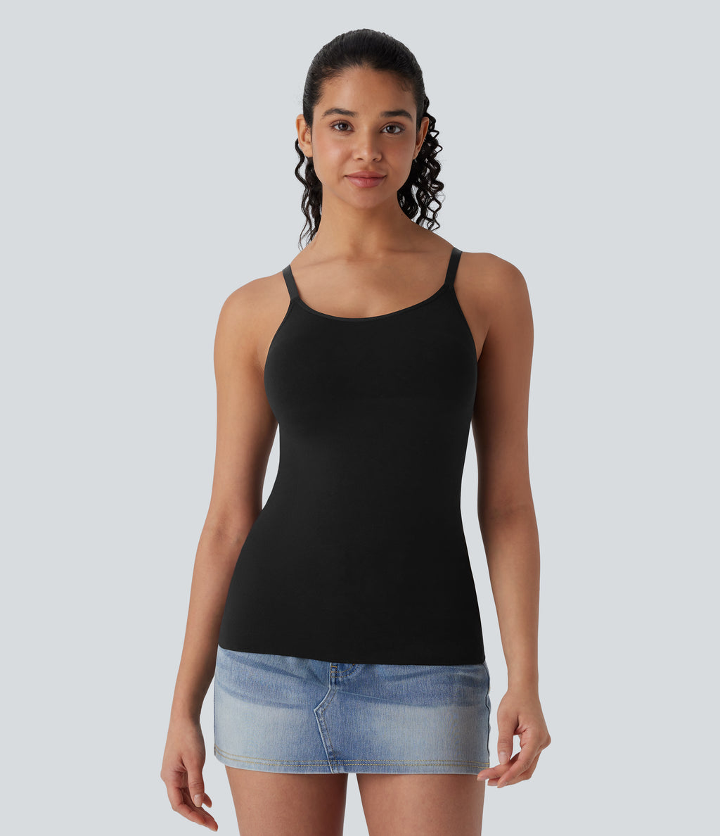 OneForm Seamless Flow Lounge Shapewear Cami Top — Black — view 7