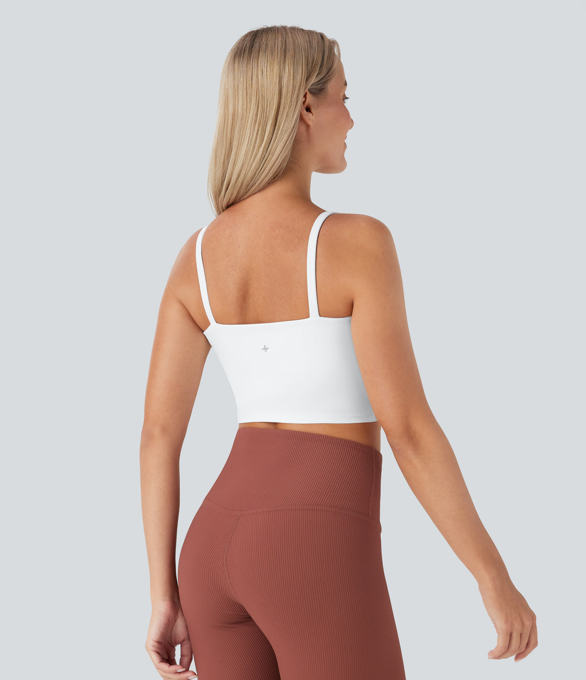 Plush Basic Padded Cropped Running Cami Top DD-F Cups — White — view 2