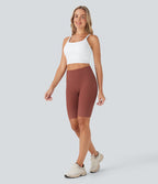 Plush Basic Padded Cropped Running Cami Top DD-F Cups — White — view 5