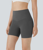 High Waisted Butt Lifting Tummy Control Pocket Shaping Training Biker Shorts 5'' — Volcanic Ash — view 4