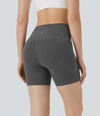 High Waisted Butt Lifting Tummy Control Pocket Shaping Training Biker Shorts 5'' — Volcanic Ash — view 2