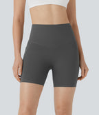 High Waisted Butt Lifting Tummy Control Pocket Shaping Training Biker Shorts 5'' — Volcanic Ash — view 3