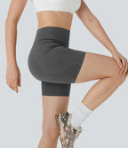 High Waisted Butt Lifting Tummy Control Pocket Shaping Training Biker Shorts 5'' — Volcanic Ash — view 5