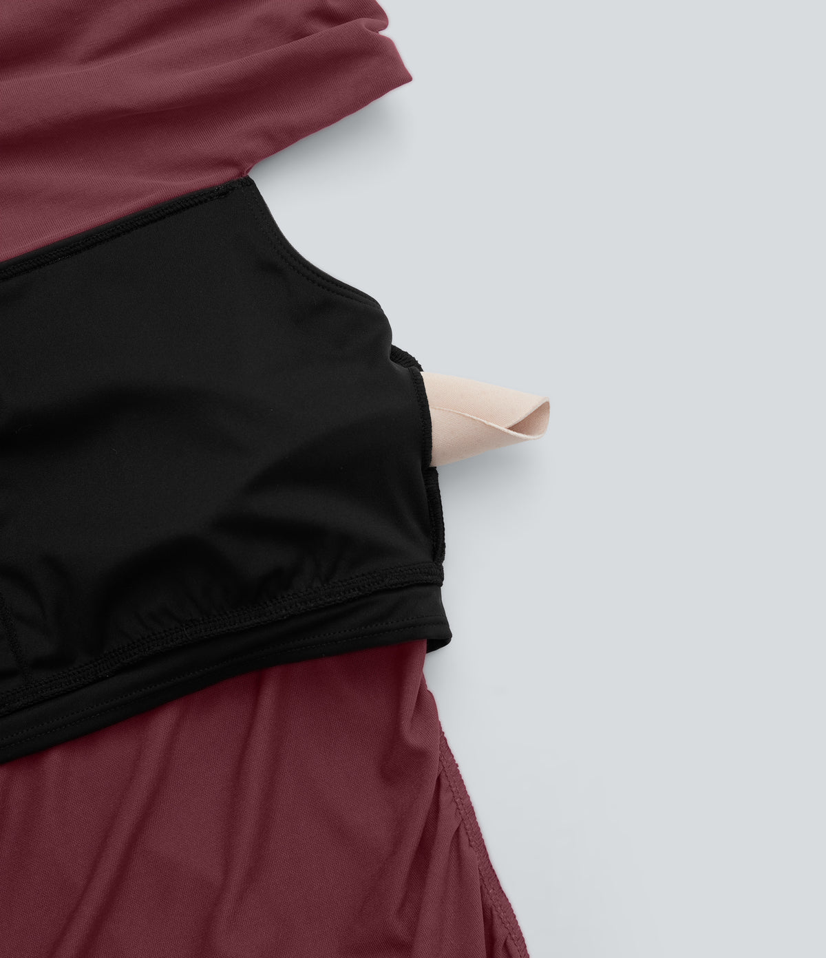 Off Shoulder Ruched Skinny Casual Top — Oxblood Red — view 7