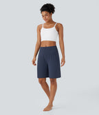 Airy High Waisted Pockets InstantCool Yoga Bermuda Shorts — Mood Indigo — view 8