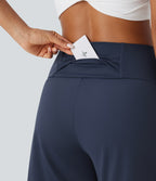 Airy High Waisted Pockets InstantCool Yoga Bermuda Shorts — Mood Indigo — view 5