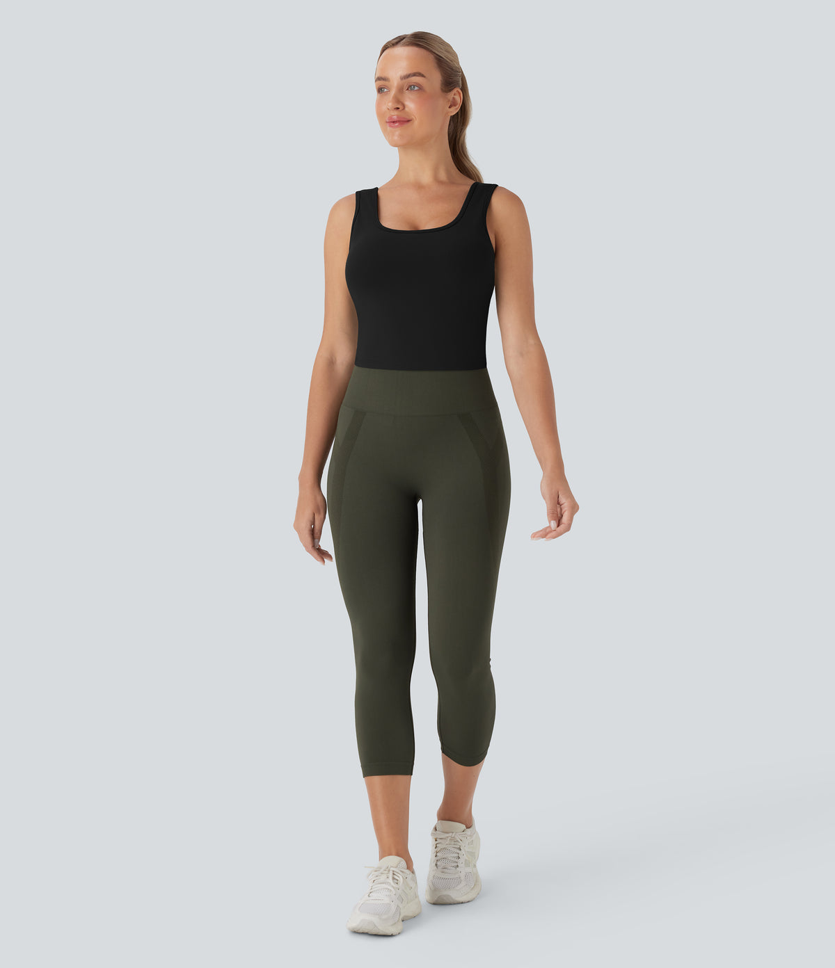 U Neck Crossover Dance Tank Vest Top DD-F Cups — Black — view 7