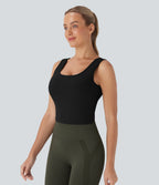 U Neck Crossover Dance Tank Vest Top DD-F Cups — Black — view 4