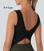 U Neck Crossover Dance Tank Vest Top DD-F Cups — Black — view 1