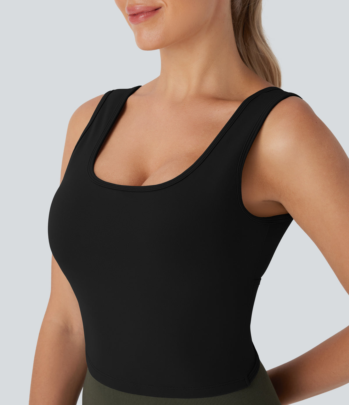 U Neck Crossover Dance Tank Vest Top DD-F Cups — Black — view 5