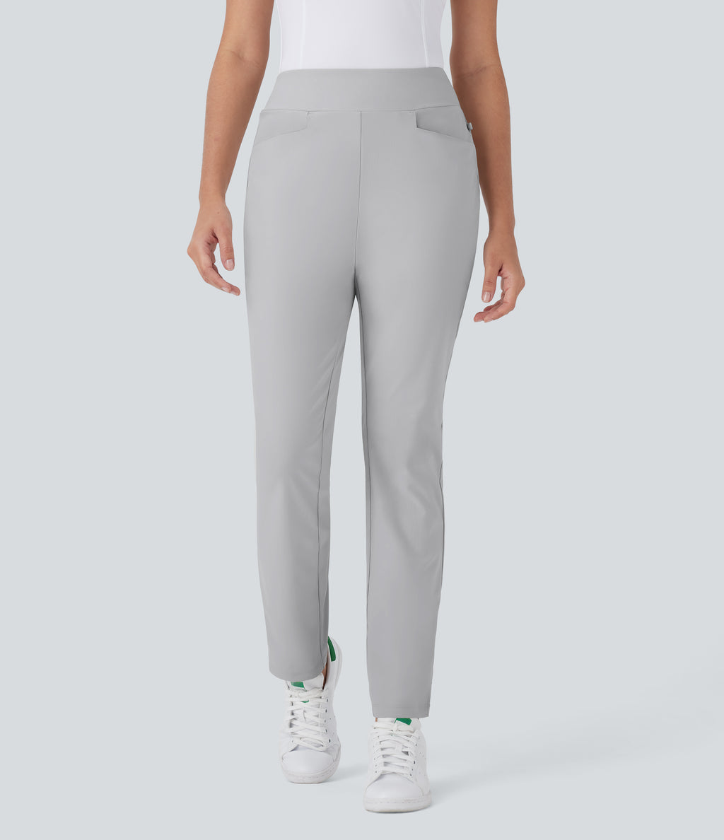 Mid Rise Multiple Pockets Split Tapered Quick Dry Golf Trousers-Golf Tee Pocket-UPF40+ — Quiet Gray — view 3