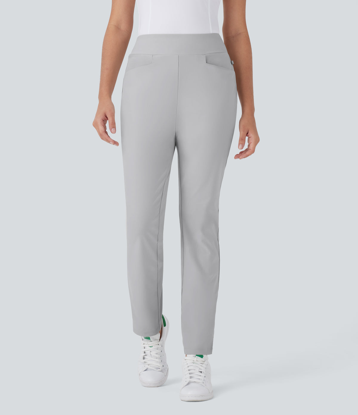 Mid Rise Multiple Pockets Split Tapered Quick Dry Golf Trousers-Golf Tee Pocket-UPF40+ — Quiet Gray — view 3