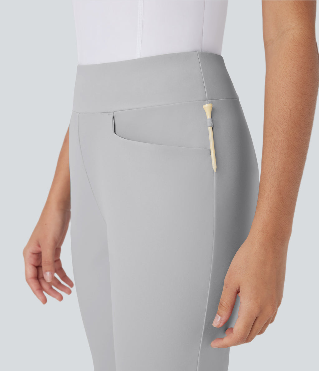 Mid Rise Multiple Pockets Split Tapered Quick Dry Golf Trousers-Golf Tee Pocket-UPF40+ — Quiet Gray — view 5